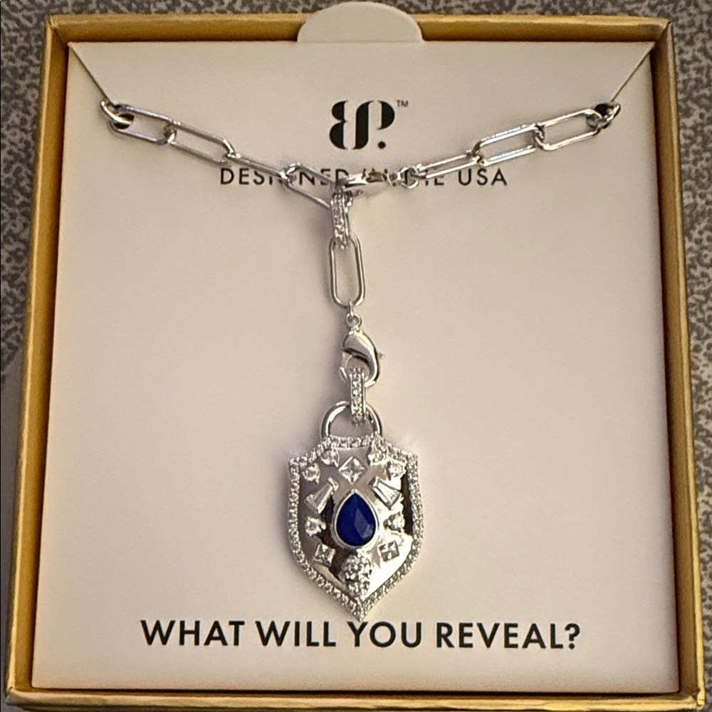 Elegant Silver Necklace with Blue Pendant by Designer Style USA